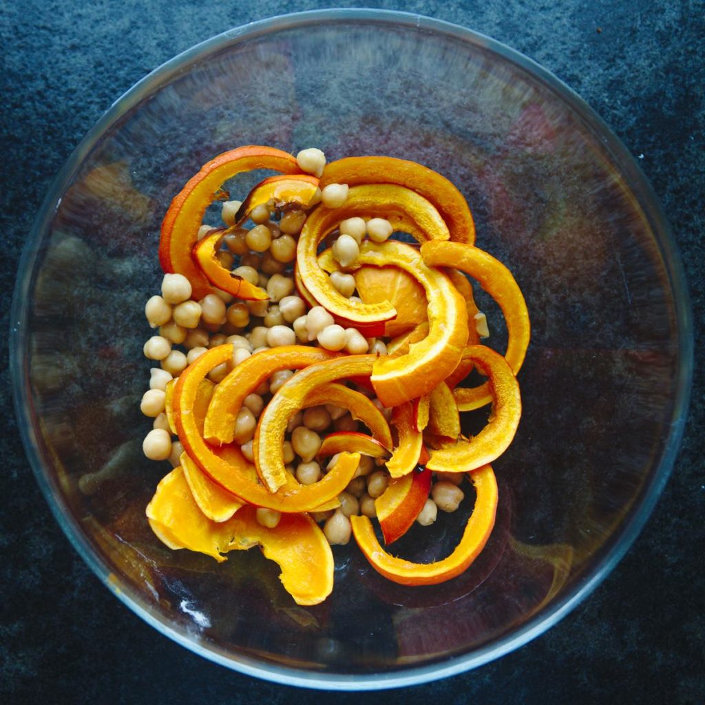 Kürbis und Kichererbsen